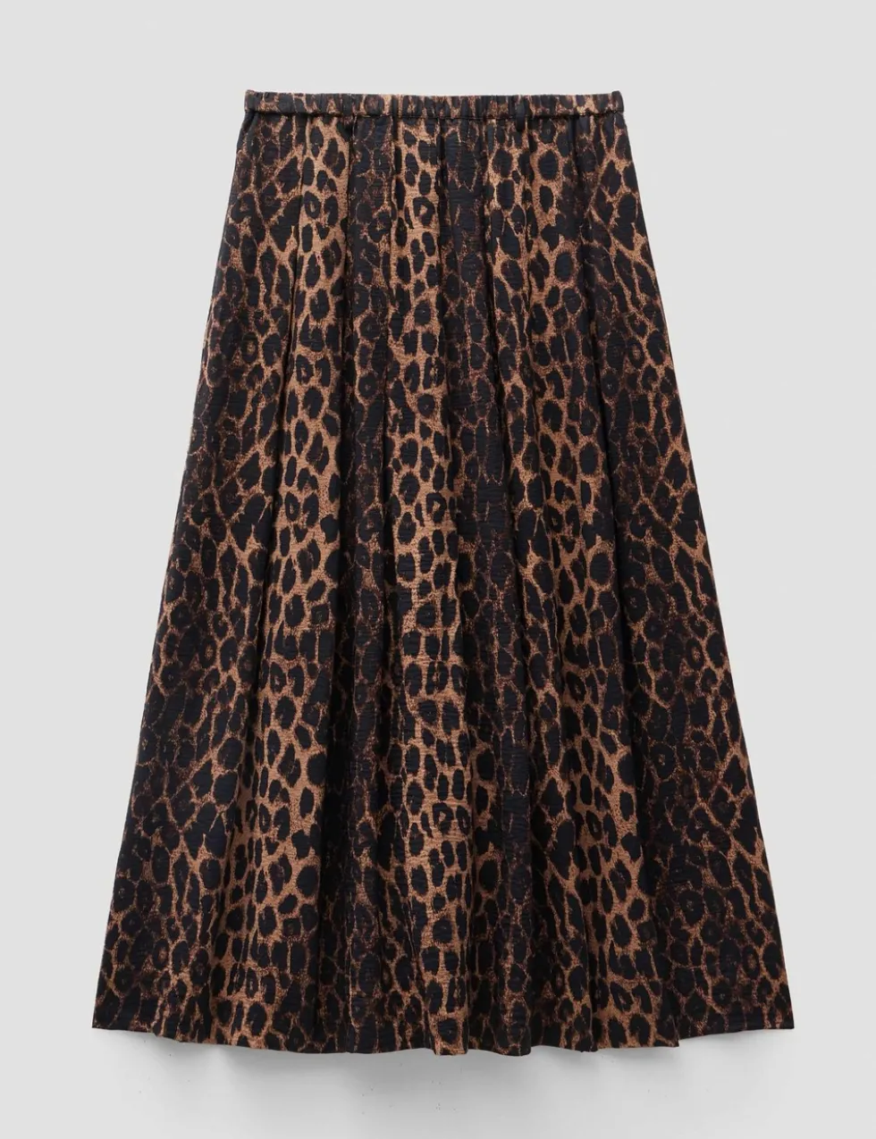 Leopard Print Pleated Midi Skirt