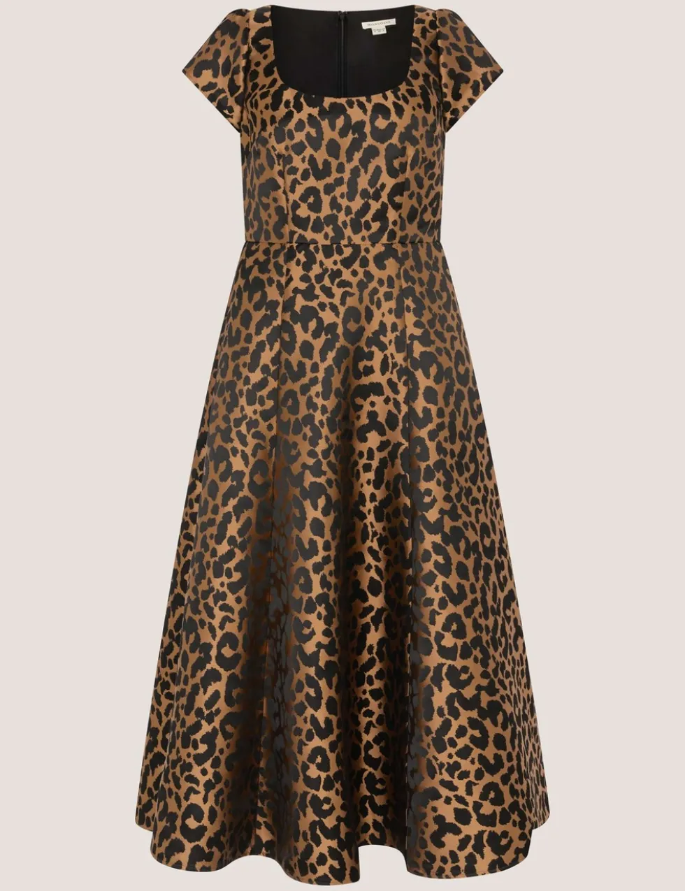 Leopard Print Square Neck Midi Skater Dress