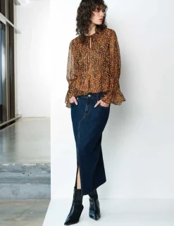 Leopard Print Tie Neck Blouse