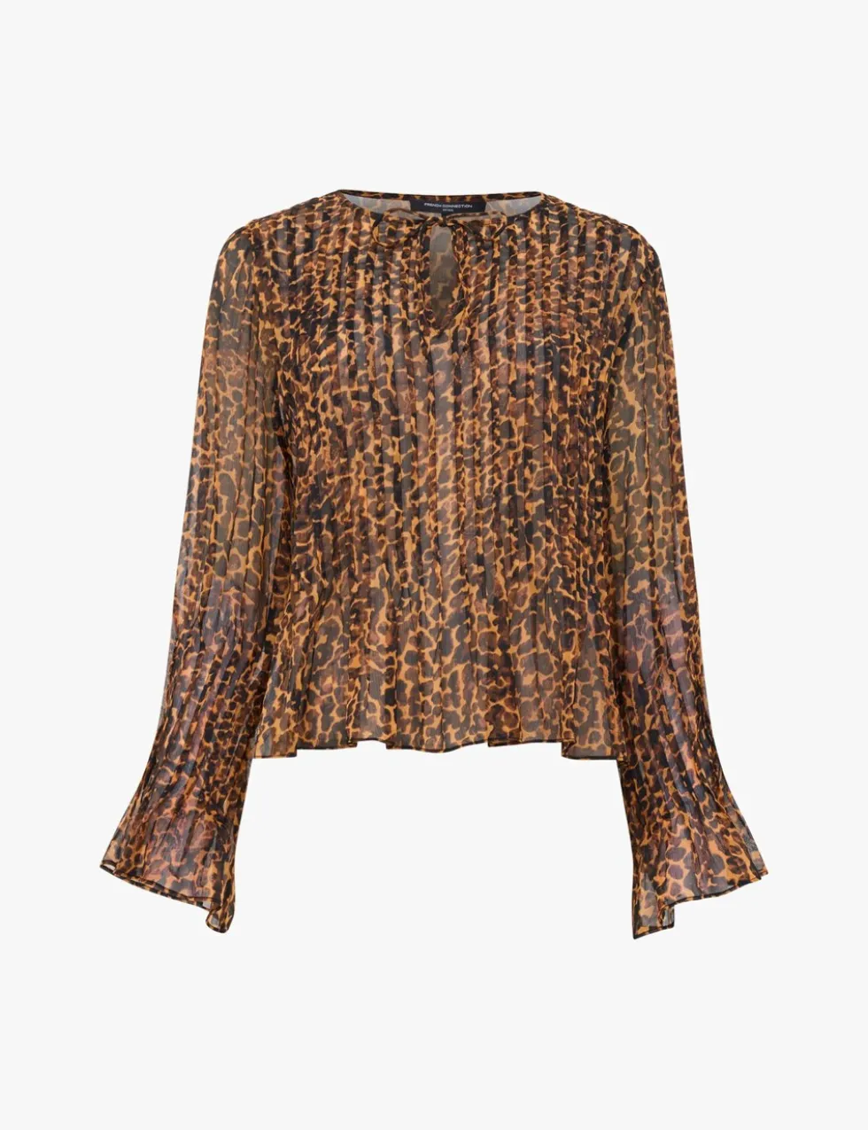 Leopard Print Tie Neck Blouse