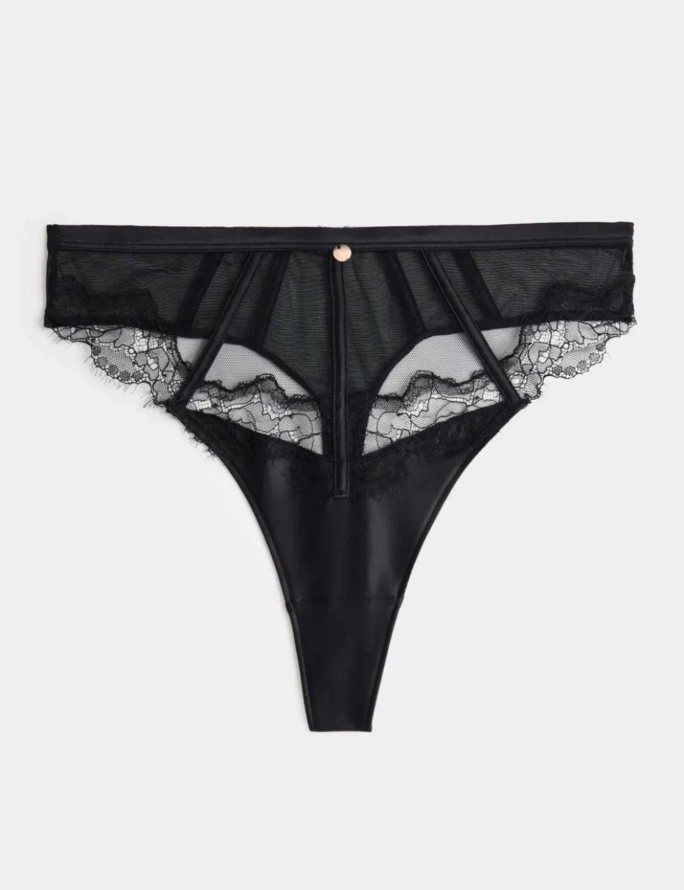 Liana Satin & Lace High Waisted Thong
