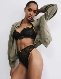 Liana Satin & Lace High Waisted Thong