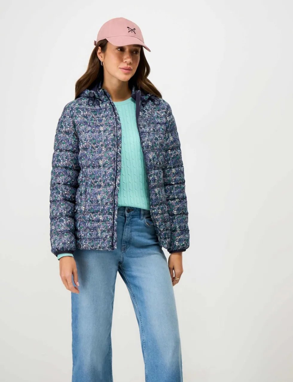Lightweight Floral Zip Through Padded Jacket