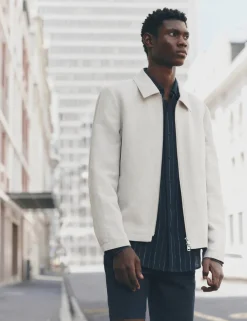 Lightweight Linen Blend Harrington Jacket