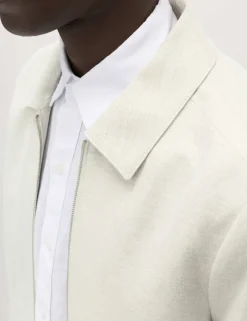 Lightweight Linen Blend Harrington Jacket