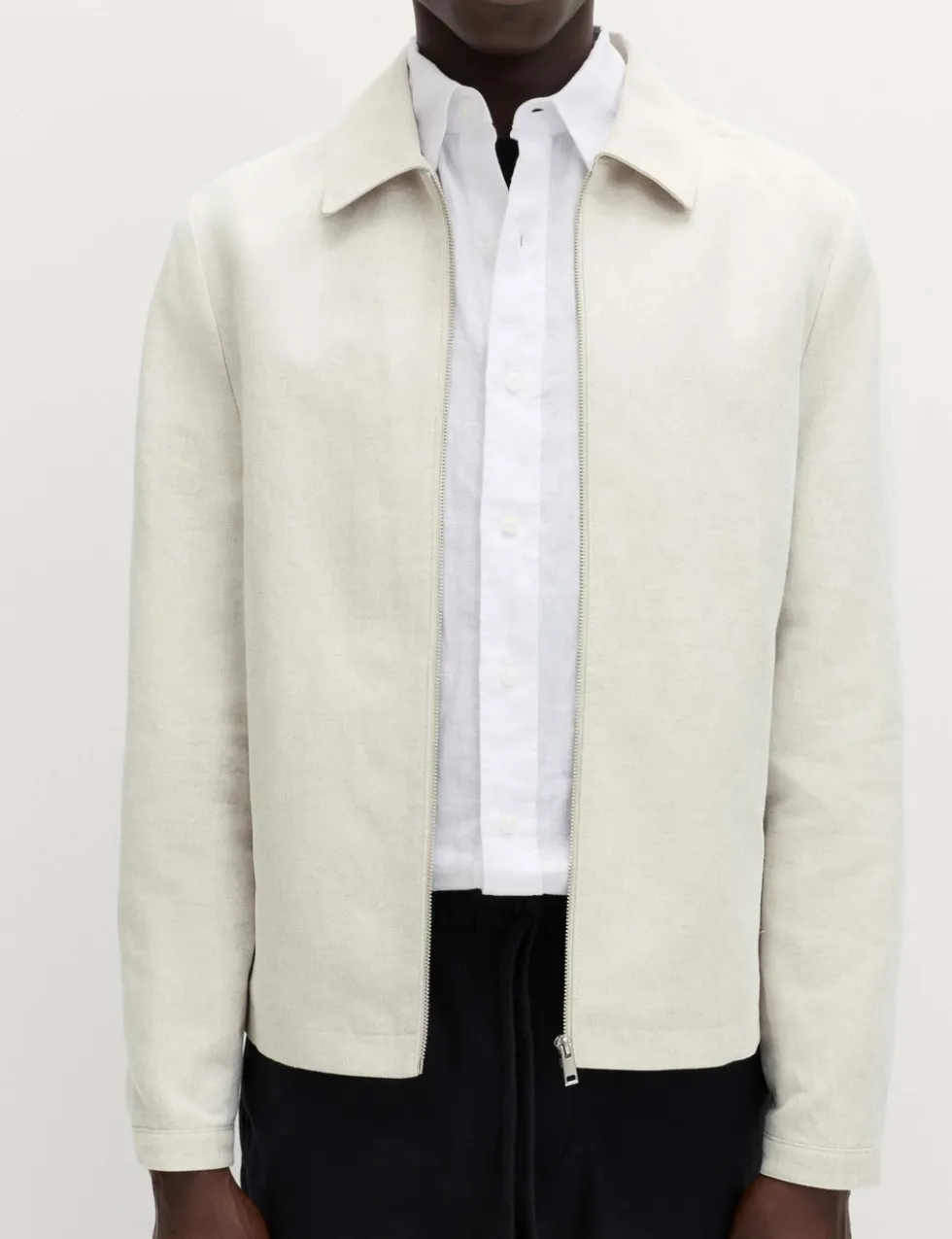 Lightweight Linen Blend Harrington Jacket