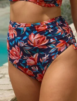 Lilifloral Ruched High Waisted Bikini Bottoms