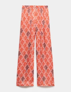 Linear Wave Printed Wide Leg Trousers