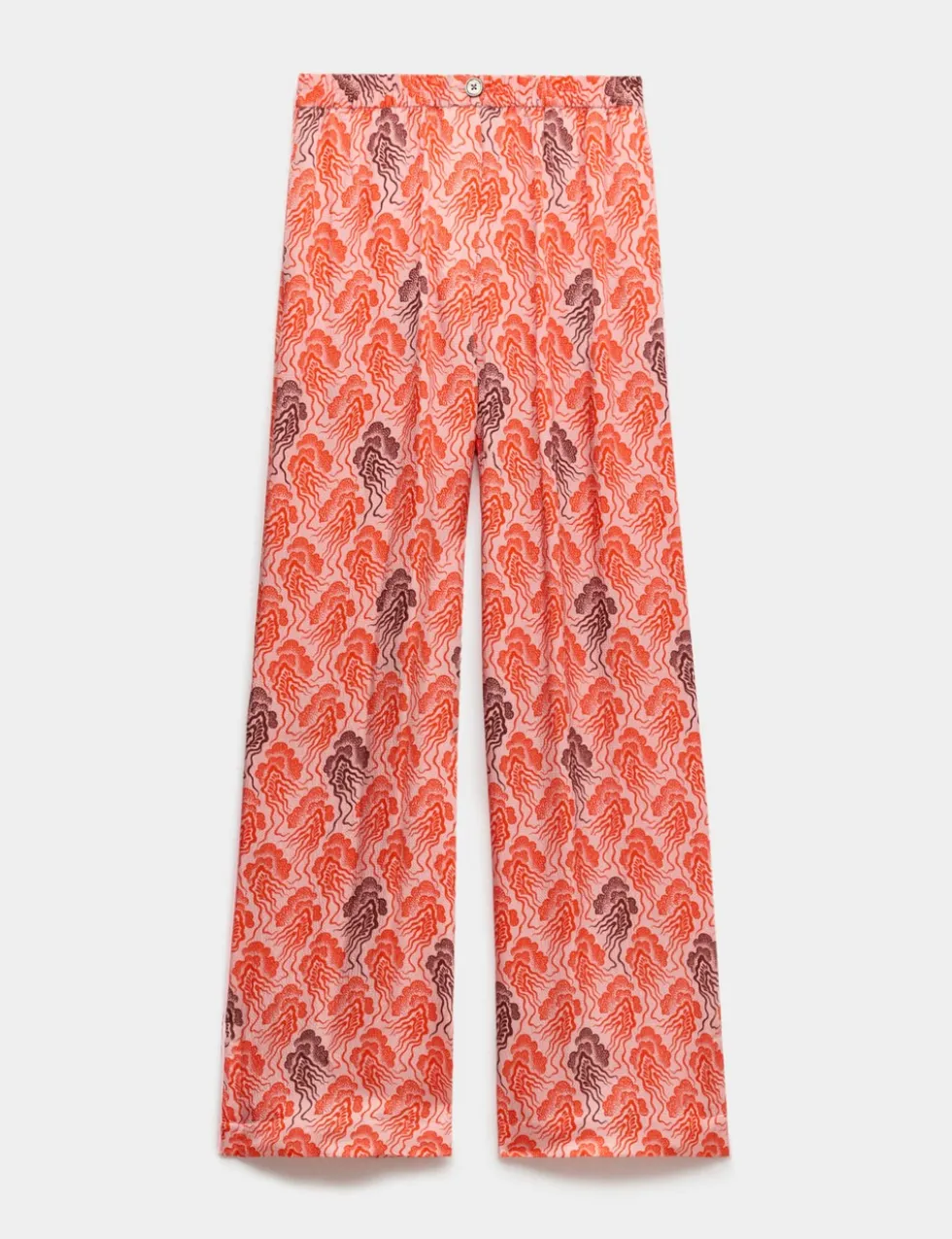Linear Wave Printed Wide Leg Trousers