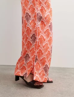 Linear Wave Printed Wide Leg Trousers