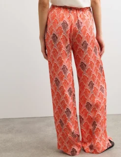 Linear Wave Printed Wide Leg Trousers