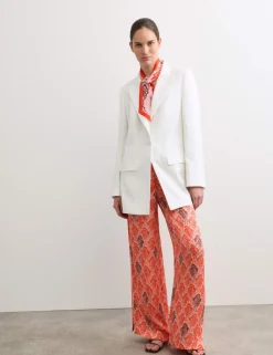 Linear Wave Printed Wide Leg Trousers