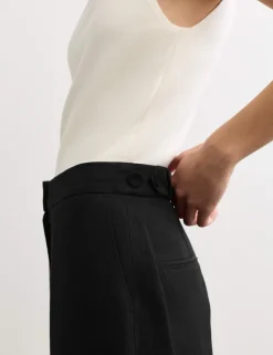 Linen Adjustable Waist Straight Leg Trousers