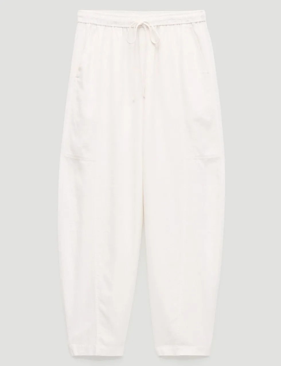 Linen Blend Barrel Leg Trousers