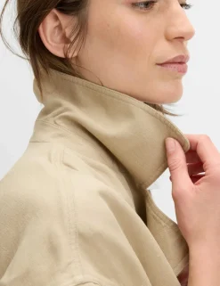 Linen Blend Belted Cropped Jacket
