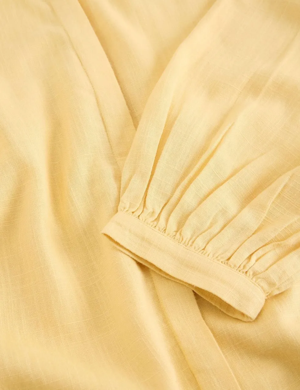 Linen Blend Button Through Blouse