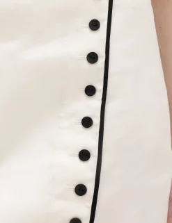 Linen Blend Contrast Piping Mini Skirt