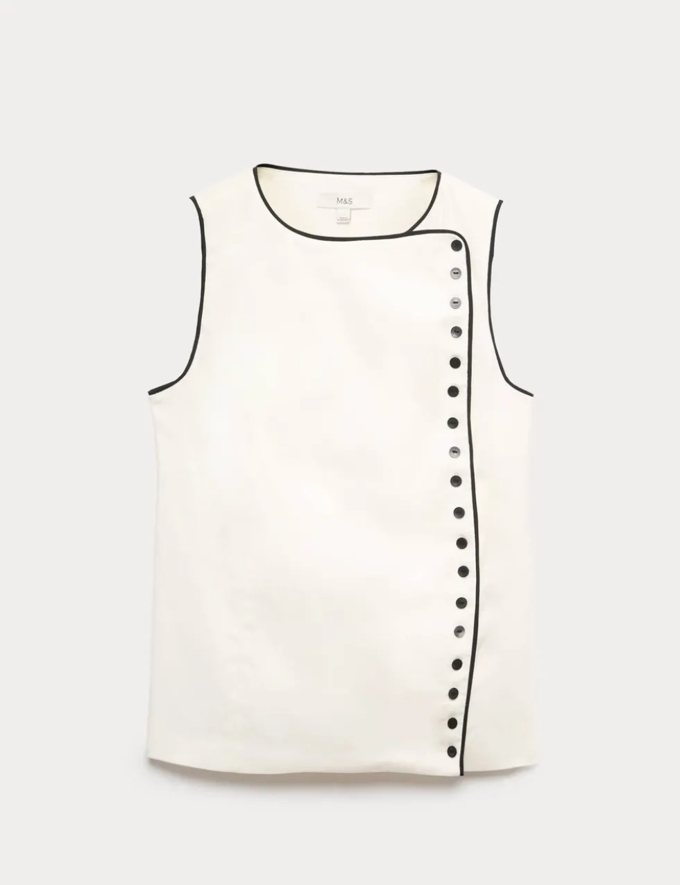 Linen Blend Contrast Piping Waistcoat