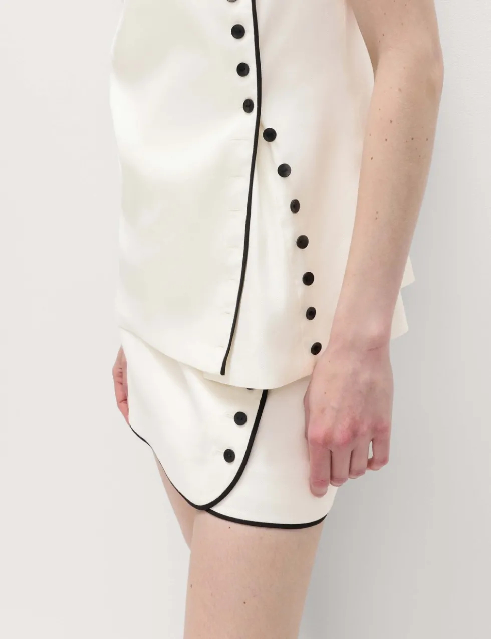 Linen Blend Contrast Piping Waistcoat