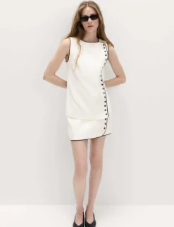 Linen Blend Contrast Piping Waistcoat