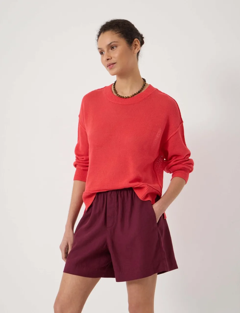 Linen Blend Crew Neck Jumper