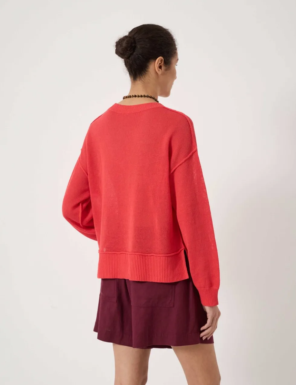 Linen Blend Crew Neck Jumper