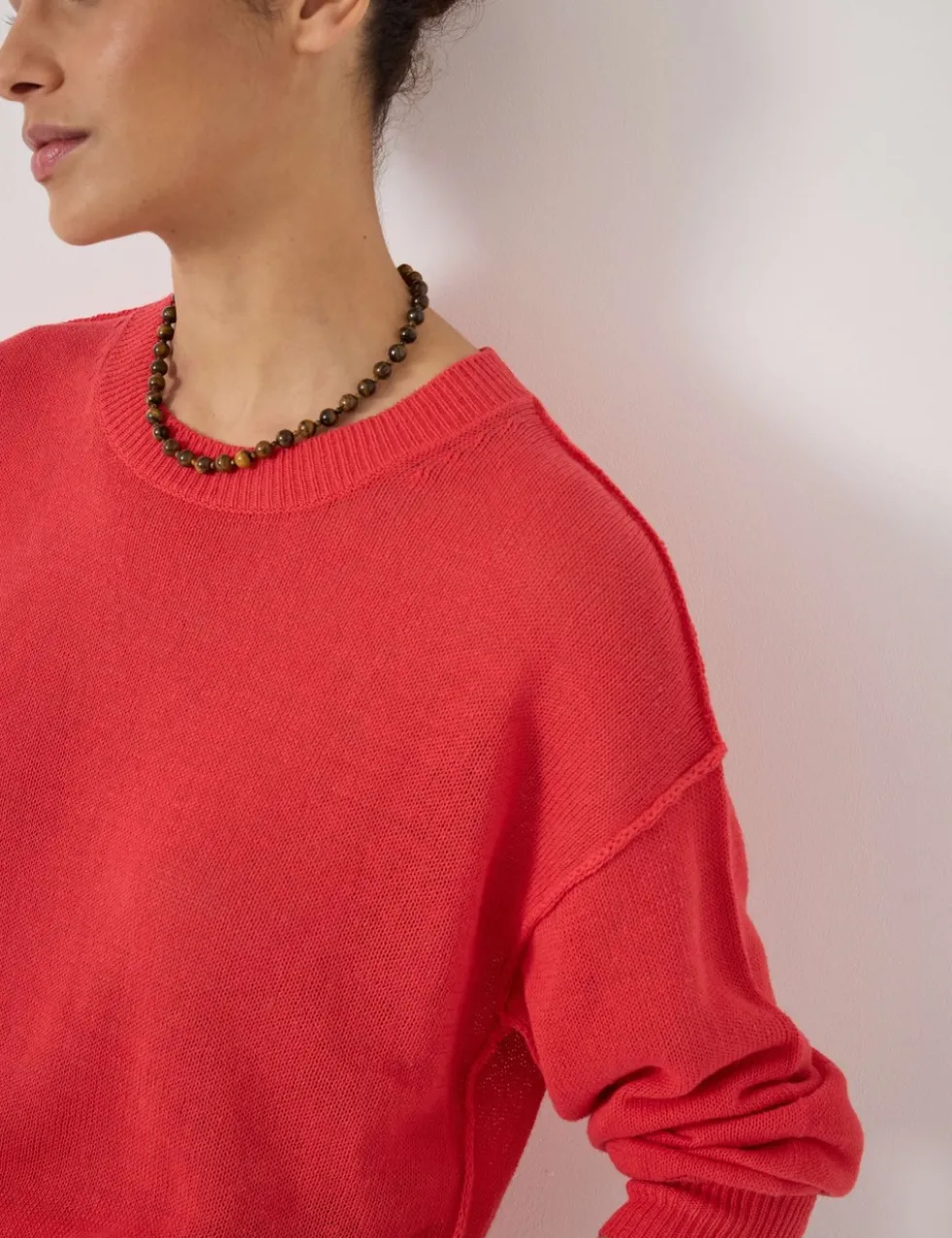 Linen Blend Crew Neck Jumper