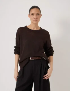 Linen Blend Crew Neck Jumper