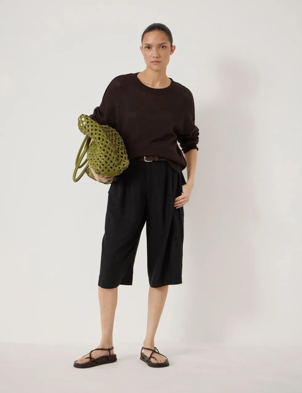 Linen Blend Crew Neck Jumper