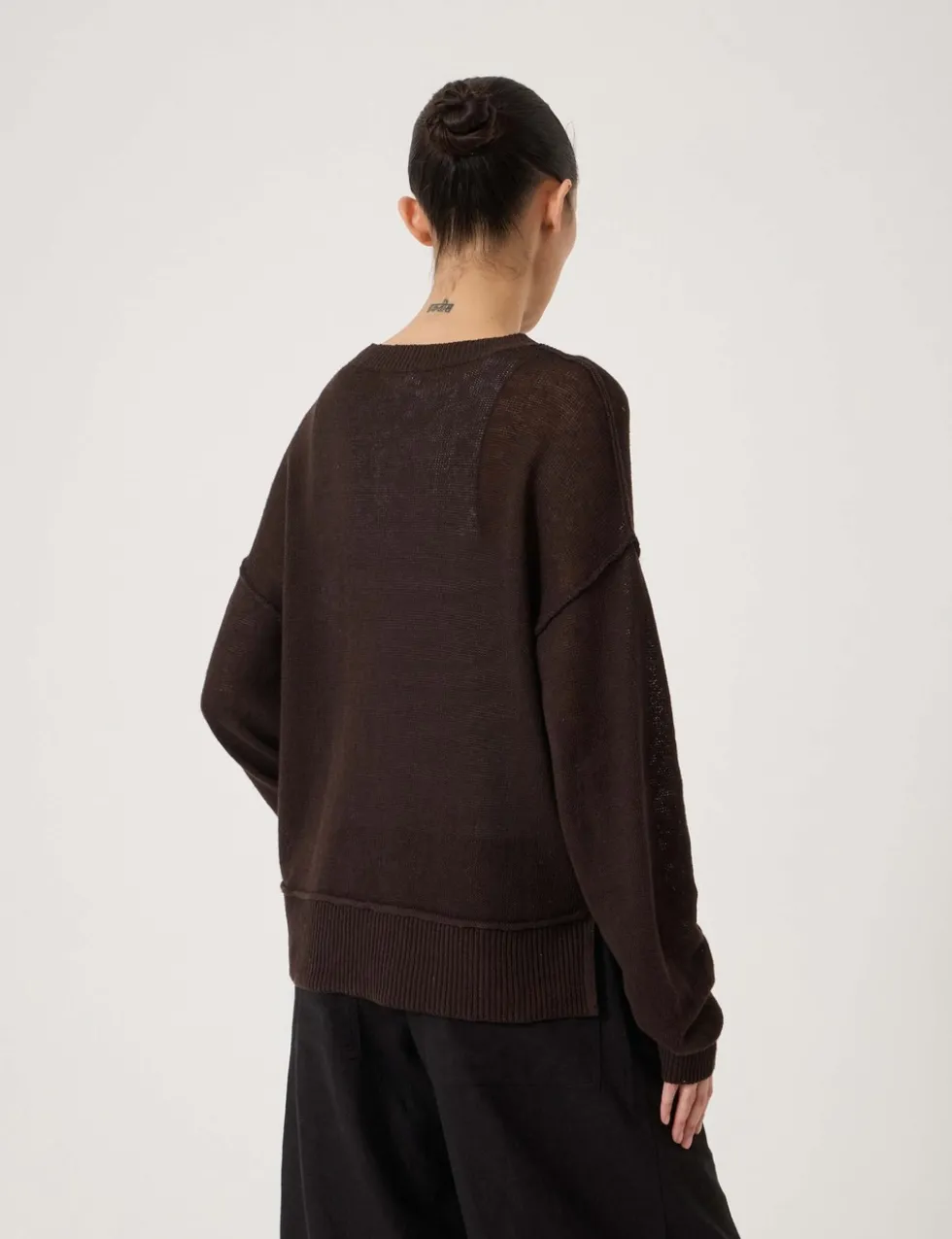 Linen Blend Crew Neck Jumper