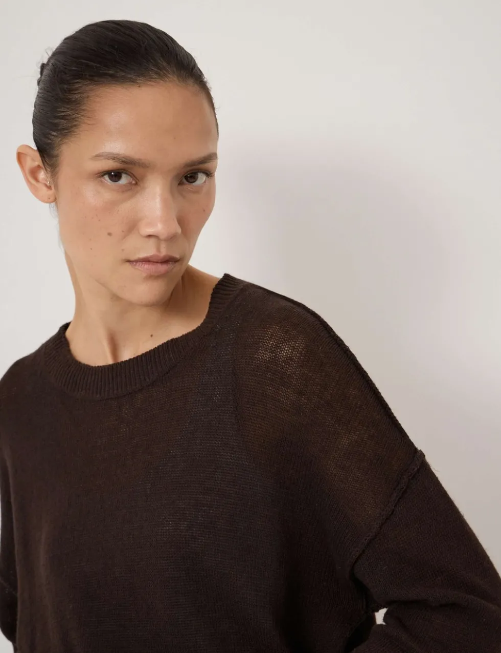 Linen Blend Crew Neck Jumper