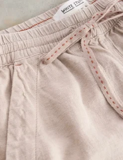 Linen Blend Drawstring Ankle Grazer Trousers