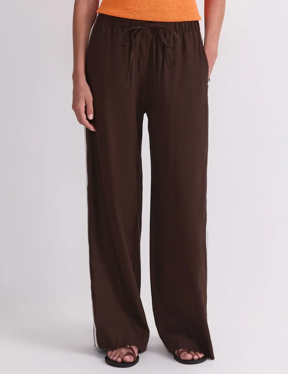 Linen Blend Drawstring Trousers