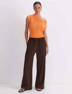 Linen Blend Drawstring Trousers