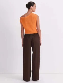 Linen Blend Drawstring Trousers