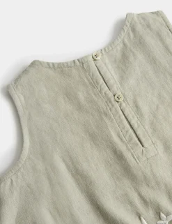 Linen Blend Embroidered Outfit (2-10 Yrs)