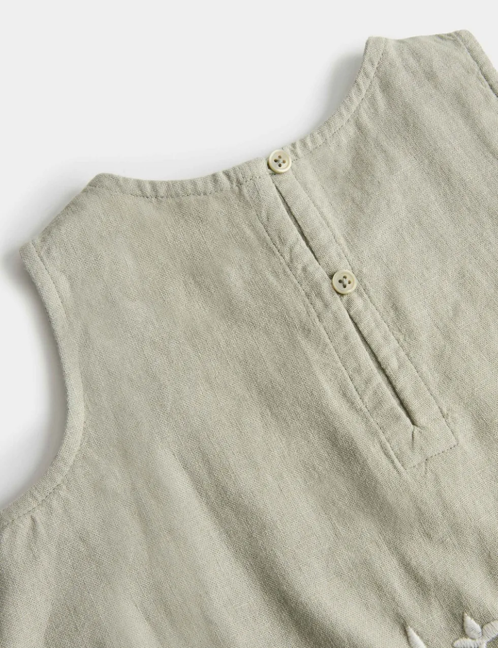 Linen Blend Embroidered Outfit (2-10 Yrs)