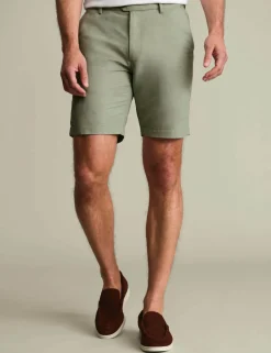 Linen Blend Flat Front Shorts