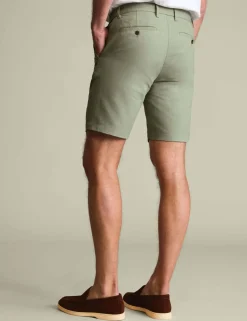Linen Blend Flat Front Shorts