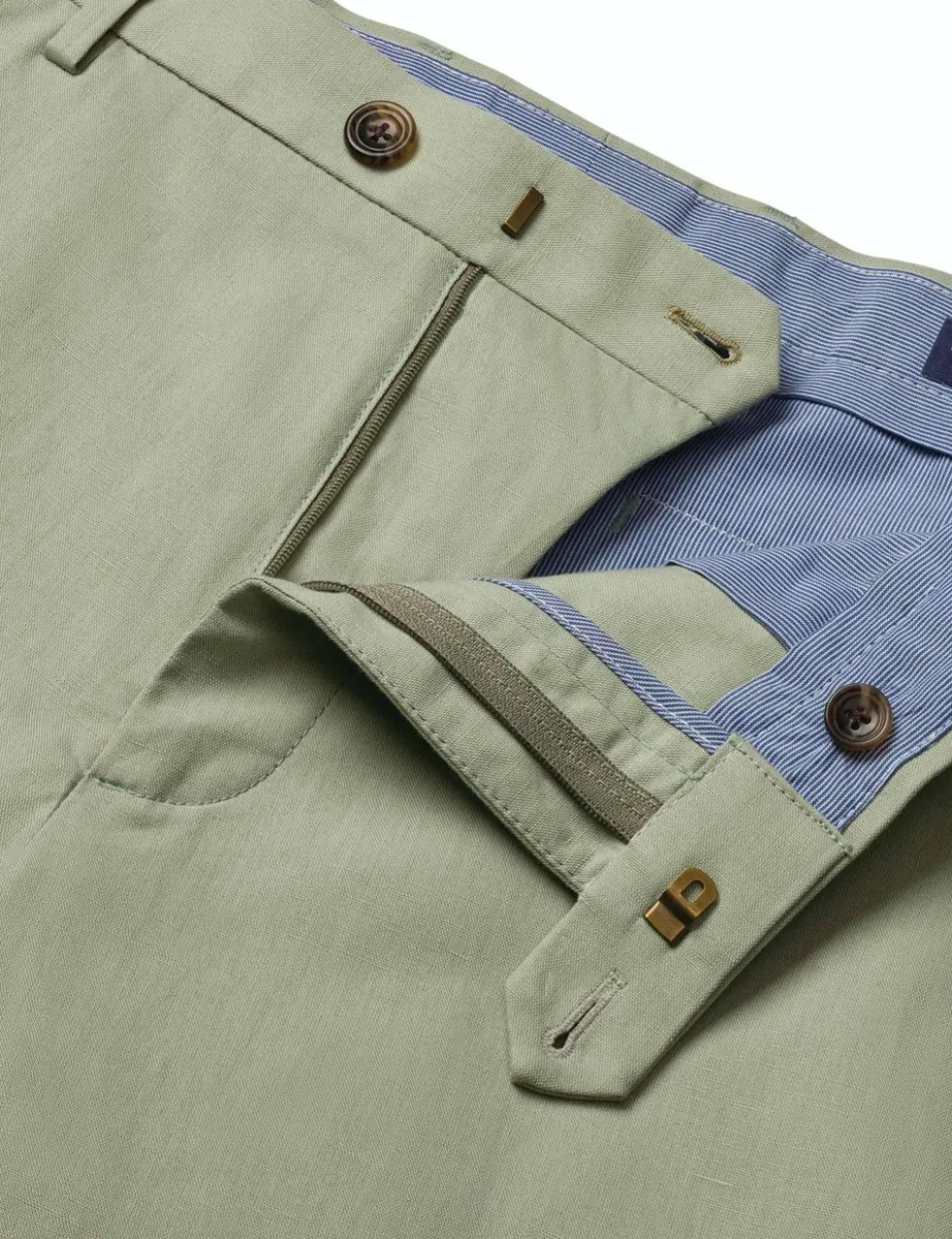 Linen Blend Flat Front Shorts