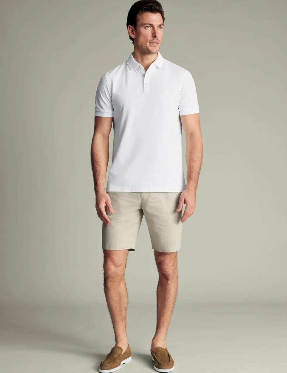 Linen Blend Flat Front Shorts