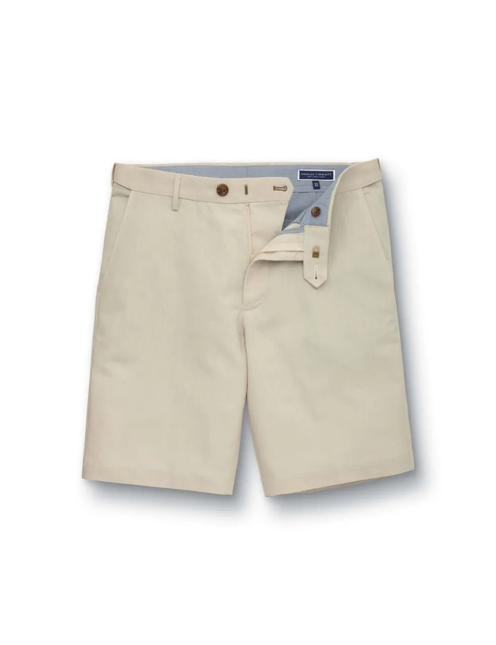 Linen Blend Flat Front Shorts