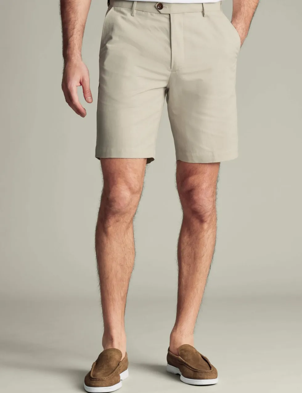 Linen Blend Flat Front Shorts