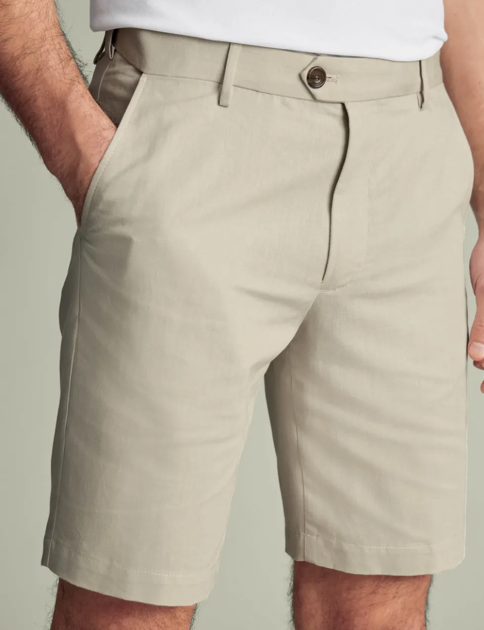 Linen Blend Flat Front Shorts