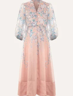 Linen Blend Floral Midi Skater Dress