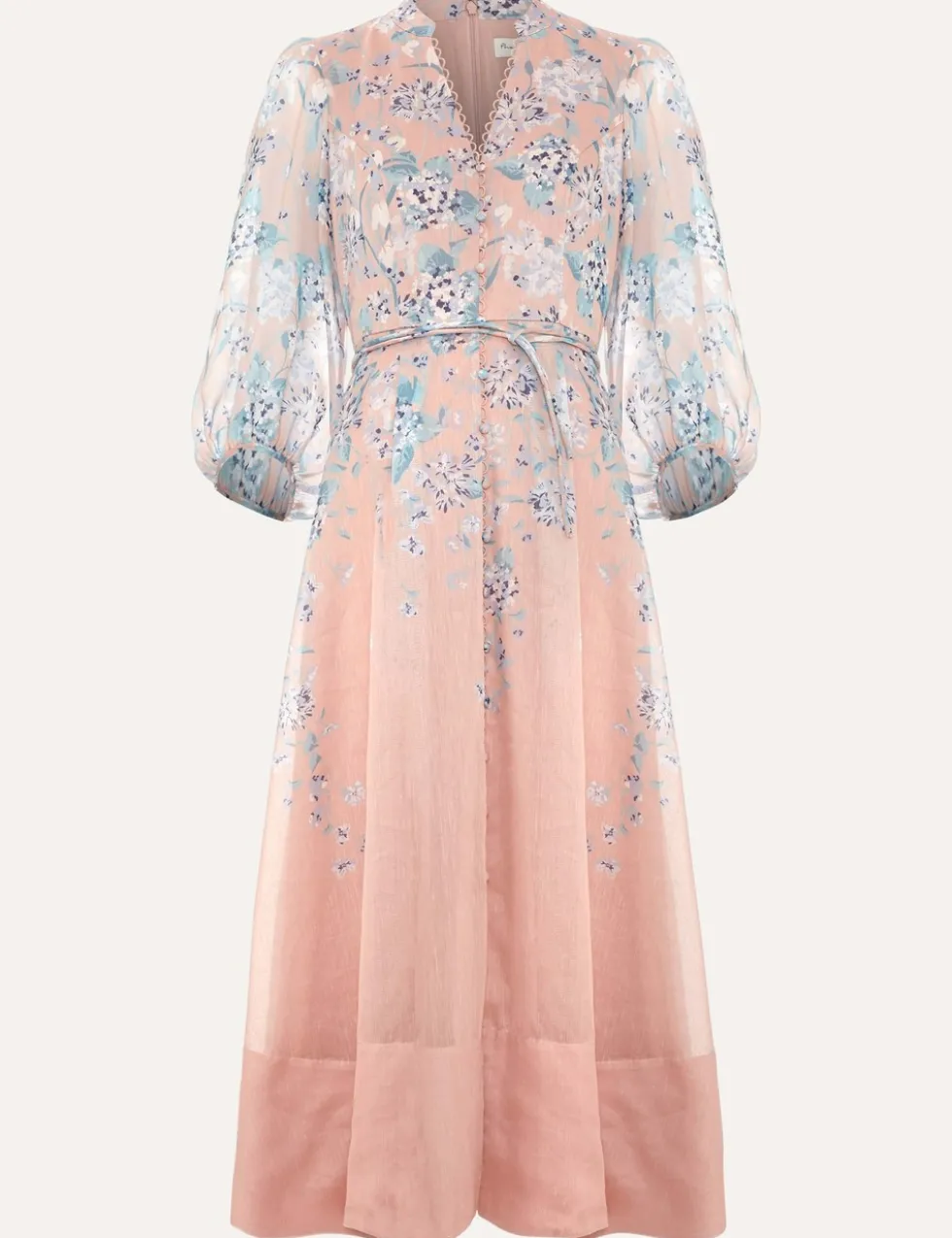 Linen Blend Floral Midi Skater Dress