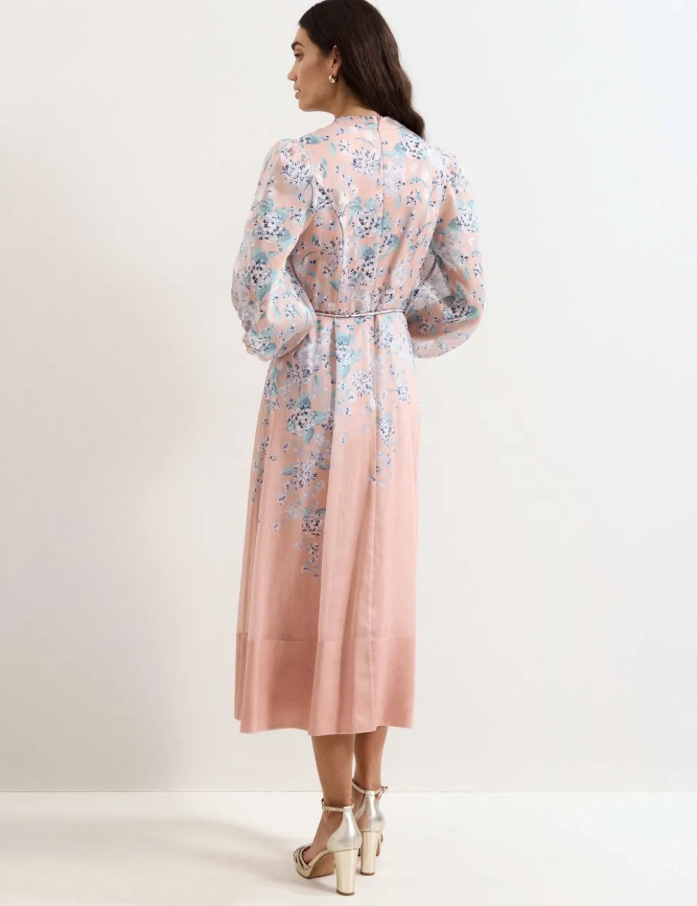 Linen Blend Floral Midi Skater Dress