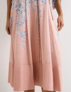 Linen Blend Floral Midi Skater Dress