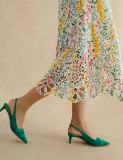 Linen Blend Floral Midi Tea Dress