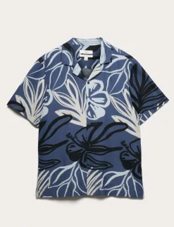 Linen Blend Hawaiian Short Sleeve Shirt